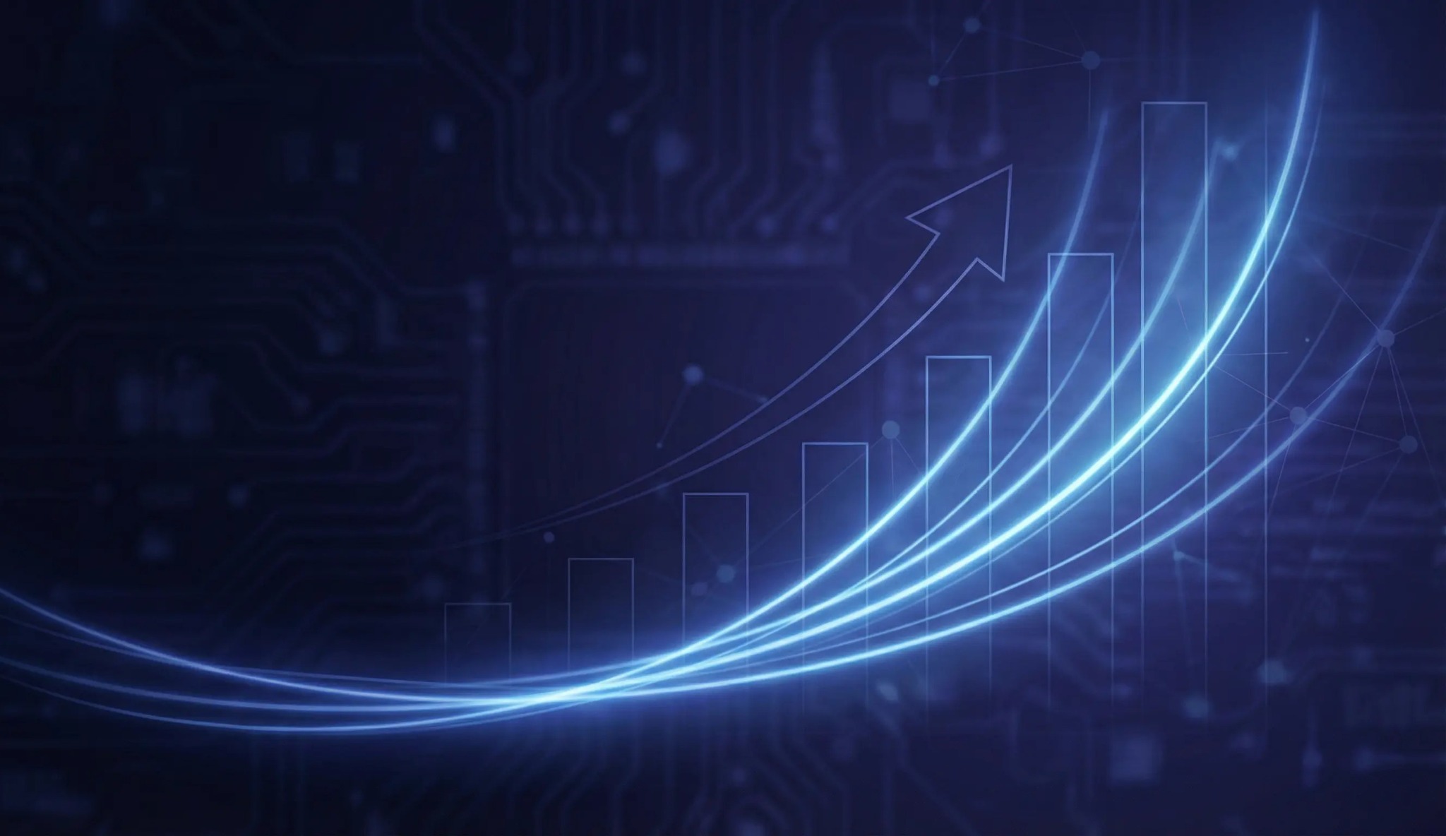Graphique lumineux évoquant une progression régulière